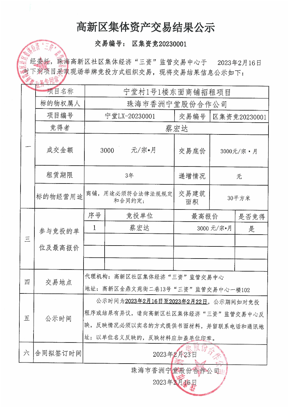 （区集资竞20230001）宁堂村1号1楼东面商铺中标公告.jpg